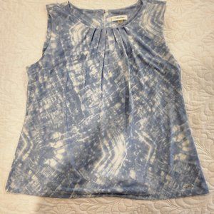 Calvin Klein Blue and White Sleeveless Bouse